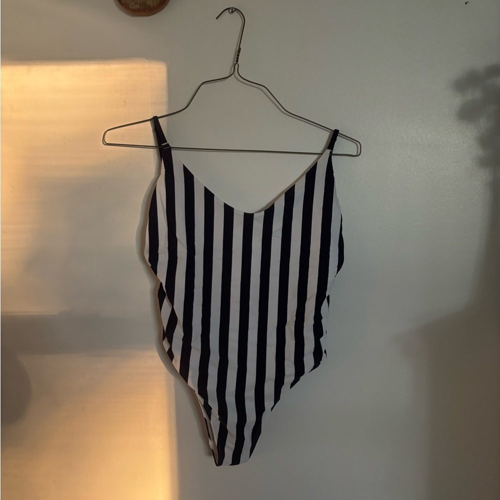 Aerie Black and White Striped Swim one piece